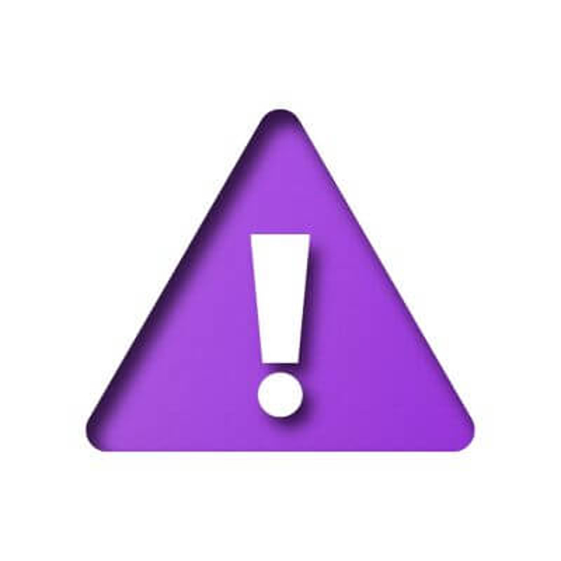 Purple triangle with a white exclamation mark in the centre